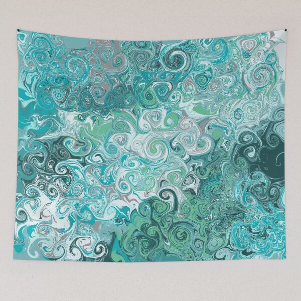 Item preview,   Blue and green abstract retro swirls designed and sold by Diane Hunter Art.