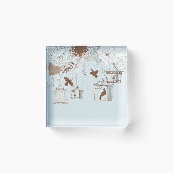 Item preview, Modern Floral Birdcage Blue designed and sold by SpiceTree.