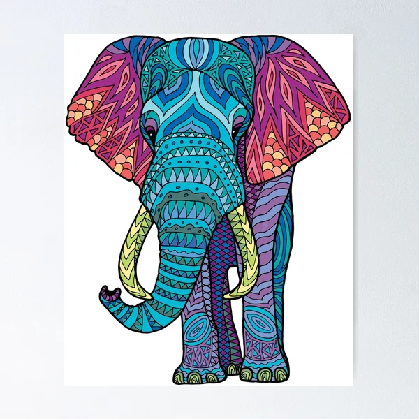 アート・デザイン・音楽 ELEPHANT BRAND2 A close up of an elephant with a colorful pattern on its