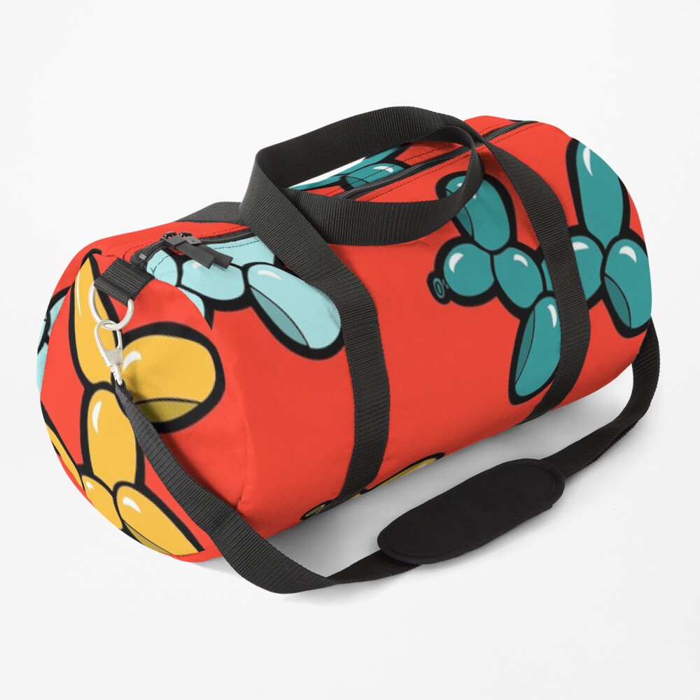 Balloon Animal Dogs Pattern in Red Duffle Bag