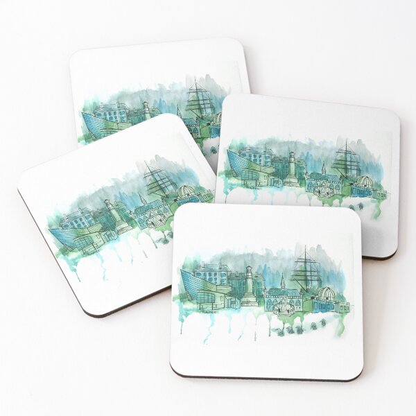 Item preview, Dundee City Skyline Watercolour designed and sold by catherinekass.