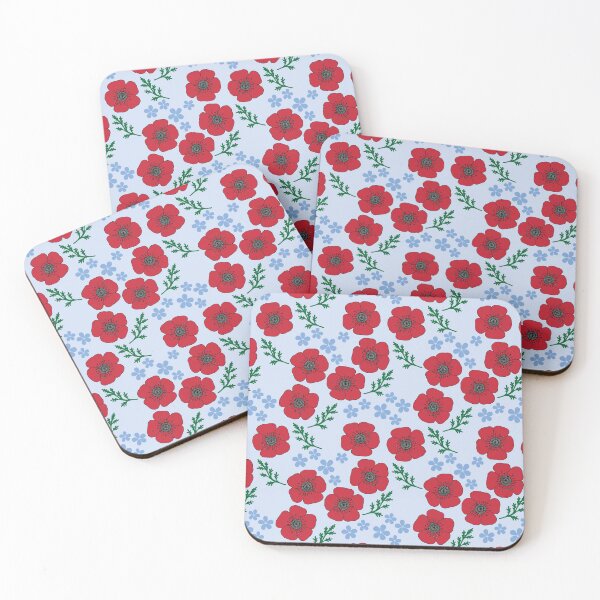 Artikelvorschau, Mohnblumen und Vergissmeinnicht auf Blau entworfen und verkauft von LittleBettyMakes.
