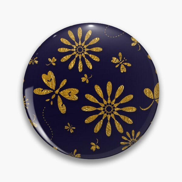 Item preview, Golden butterflies and flowers on a blue background. designed and sold by floraaplus.