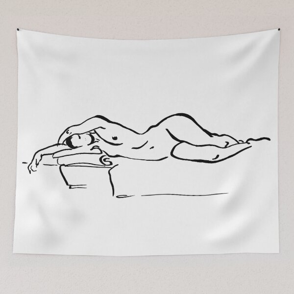Item preview, Nude sketch, One line drawing, Apartment decor, Female form art, Queer art print, Affiche scandinave, Sensual art, Erotic painting print designed and sold by GalleryArtField.