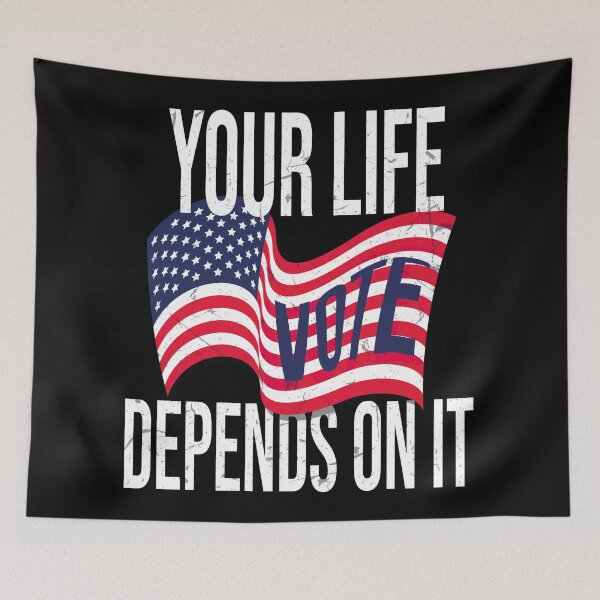 Item preview, Vote Your Life Depends On It Vintage American Flag designed and sold by 2MDesign.