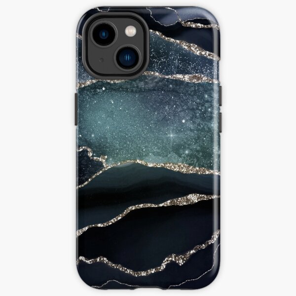 Glamour Night Black Milky Way Faux Marble Galaxy iPhone Tough Case