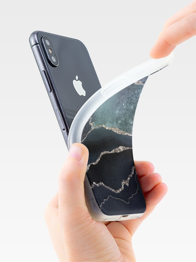 Alternate view of Glamour Night Black Milky Way Marble Galaxy iPhone Case & Cover