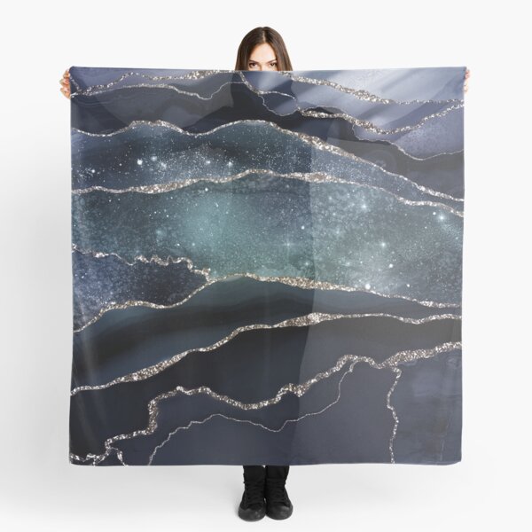 Glamour Night Black Milky Way Marble Galaxy Scarf