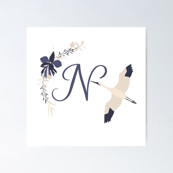 Item preview, Fleur Initial N designed and sold by limeandcedar.