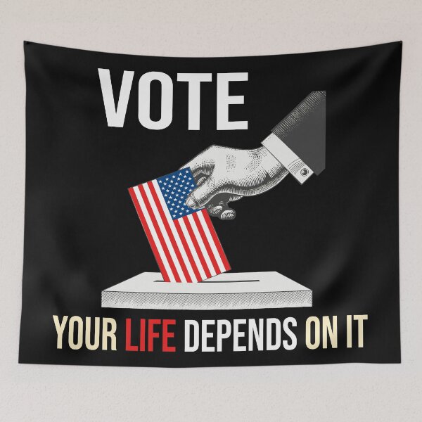Item preview, Vote Your Life Depends On It Vintage American Flag designed and sold by 2MDesign.