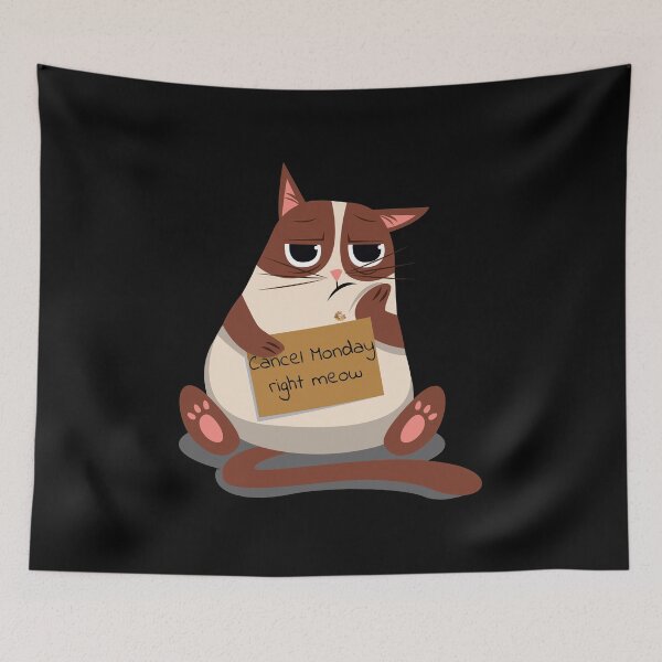 Item preview, Funny Disappointed Cat with 'Cancel Monday Meaw' pancart designed and sold by PandaSoul.
