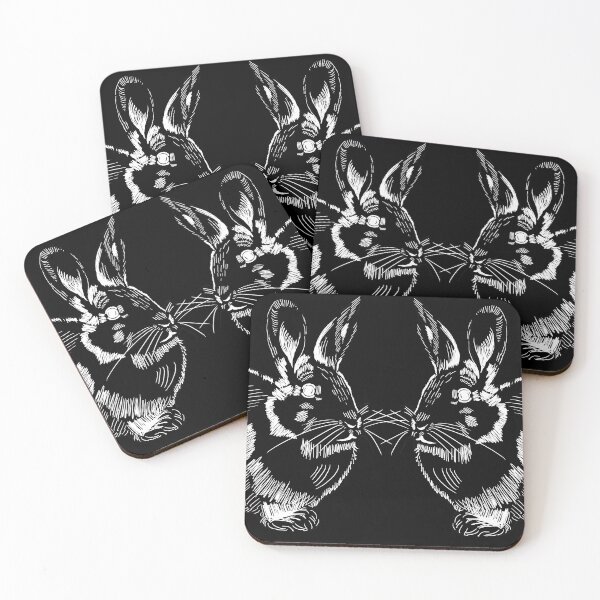 Item preview, Two rabbits on the black bacground designed and sold by korasi.
