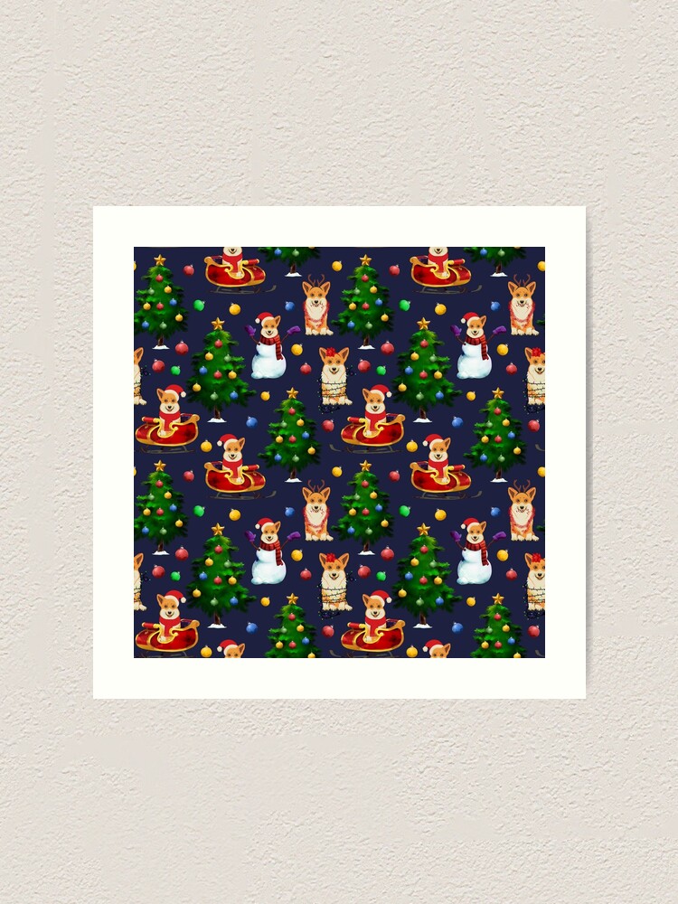 Alternate view of Corgi Christmas Art Print