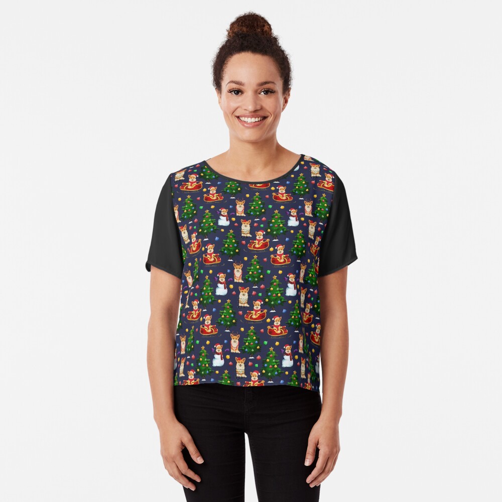 Corgi Christmas Chiffon Top