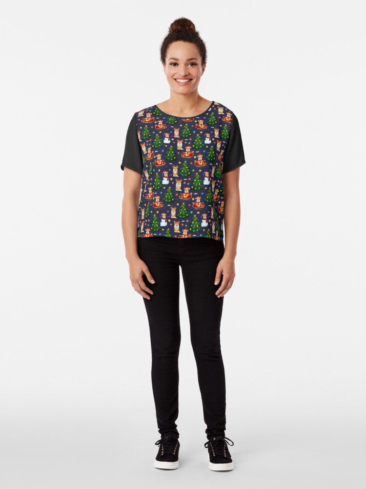 Alternate view of Corgi Christmas Chiffon Top