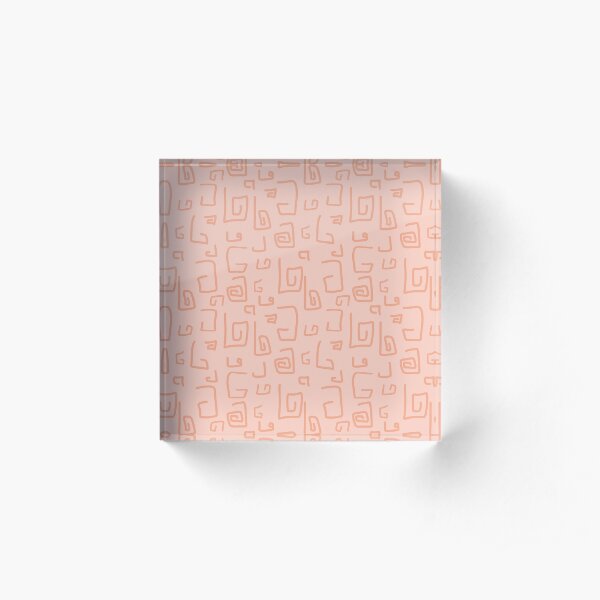 Random Doodles | Coral Peach | Pattern Acrylic Block