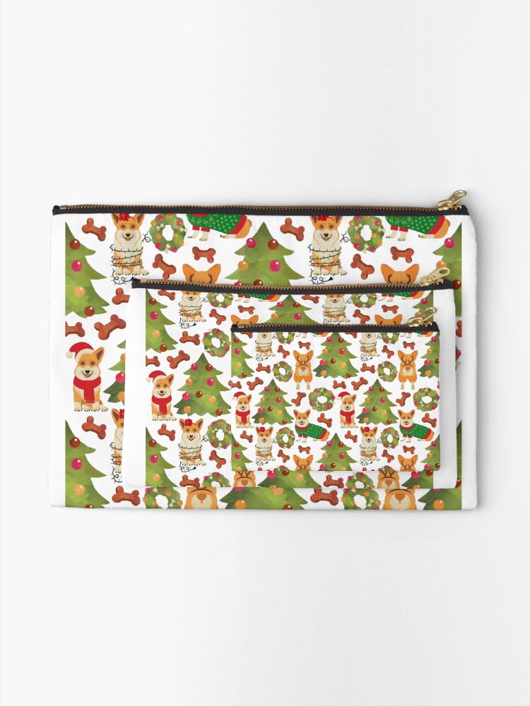 Alternate view of Corgi Christmas White Zipper Pouch
