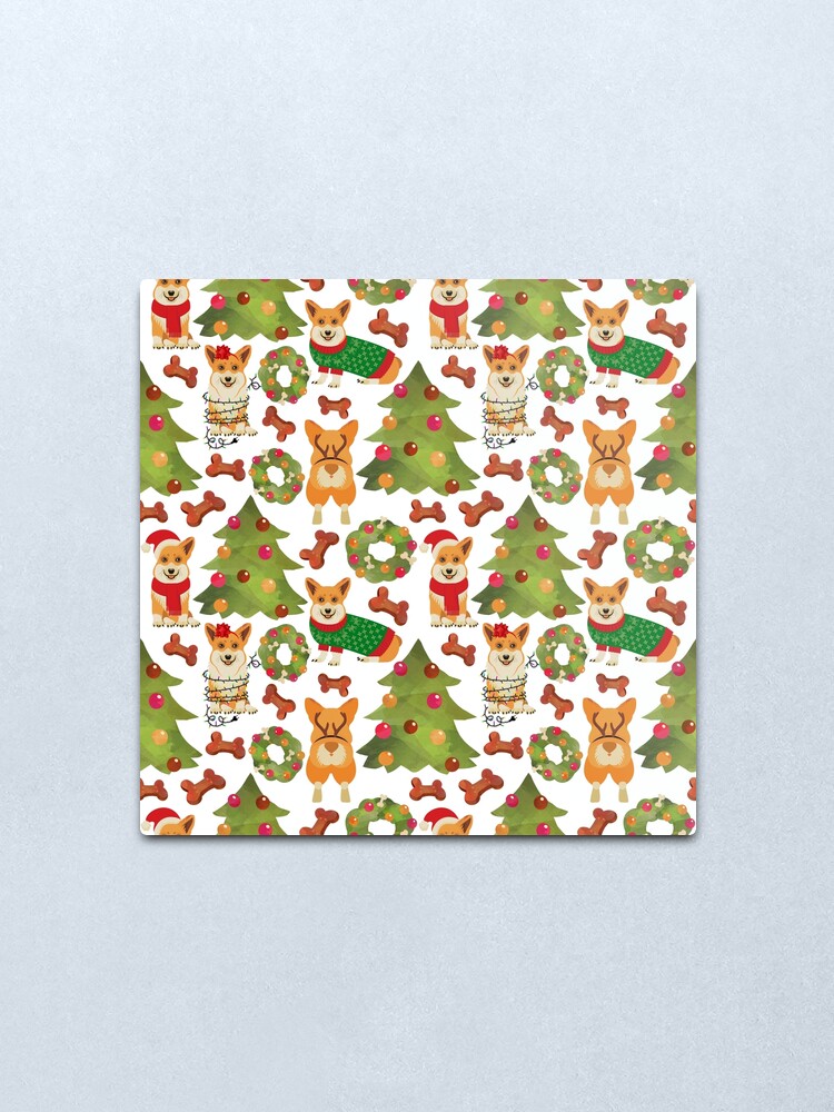 Alternate view of Corgi Christmas White Metal Print