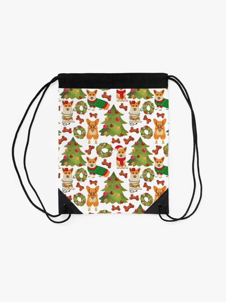 Alternate view of Corgi Christmas White Drawstring Bag