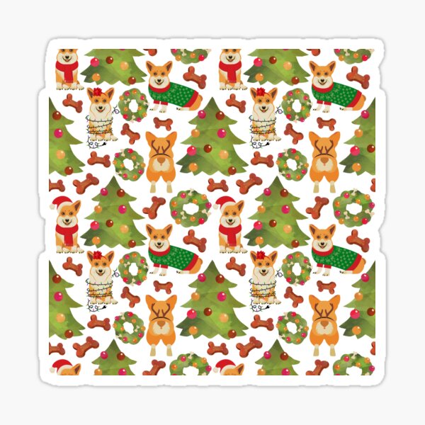Corgi Christmas White Sticker