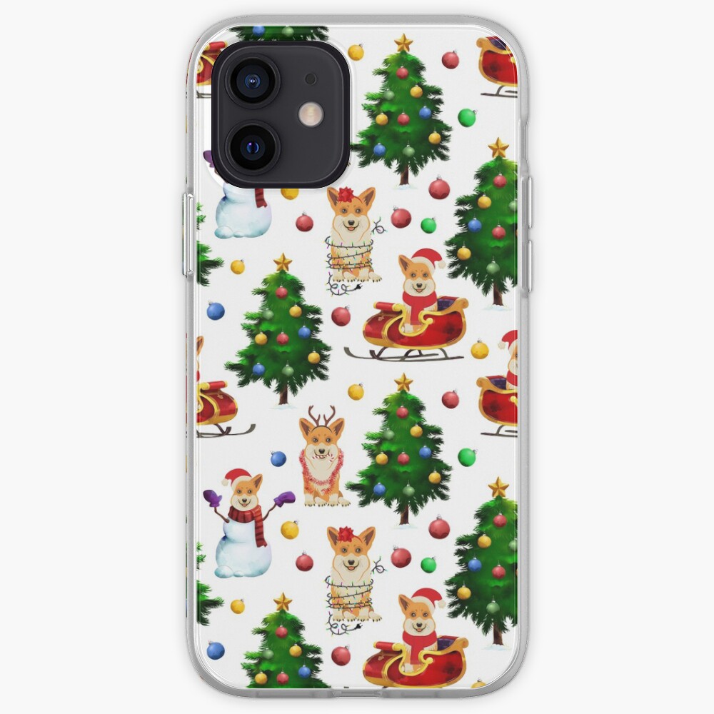 Corgis Christmas Pattern White iPhone Case & Cover