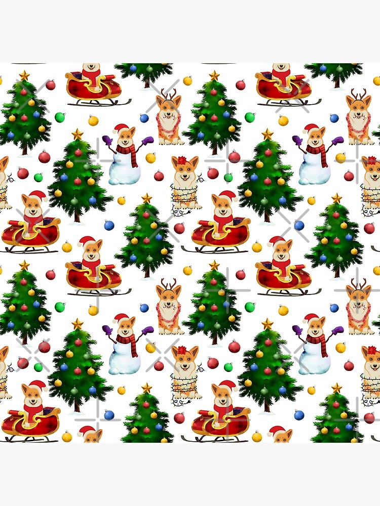 Corgis Christmas Pattern White by Corgiworld