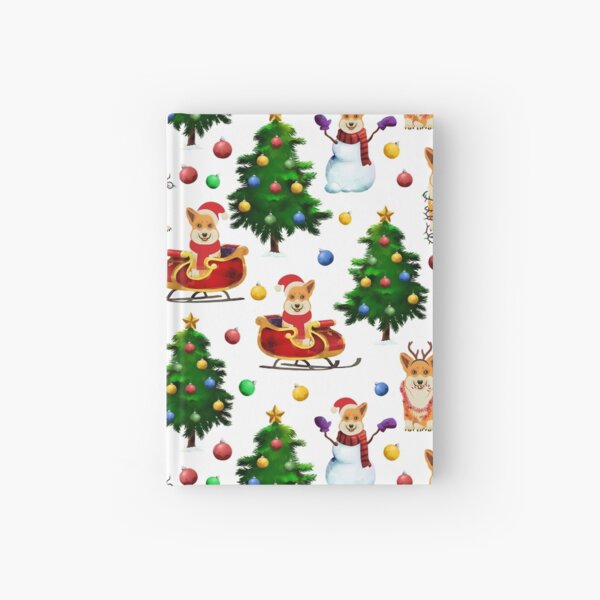 Corgis Christmas Pattern White Hardcover Journal
