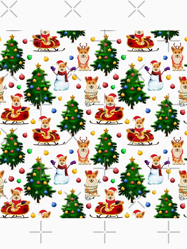 Corgis Christmas Pattern White by Corgiworld