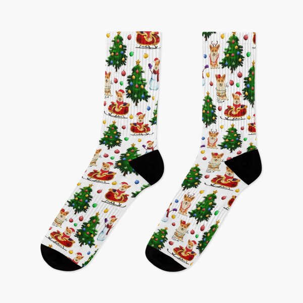 Item preview, Corgis Christmas Pattern White designed and sold by Corgiworld.