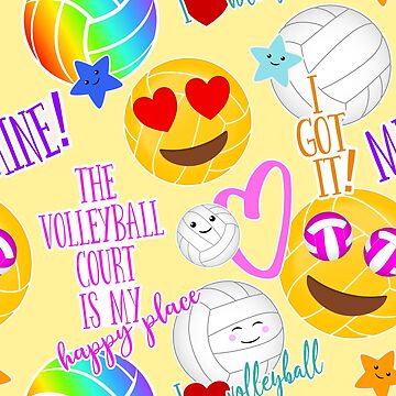 Artwork thumbnail, kawaii emoji typography girls volleyball by katzdzynes