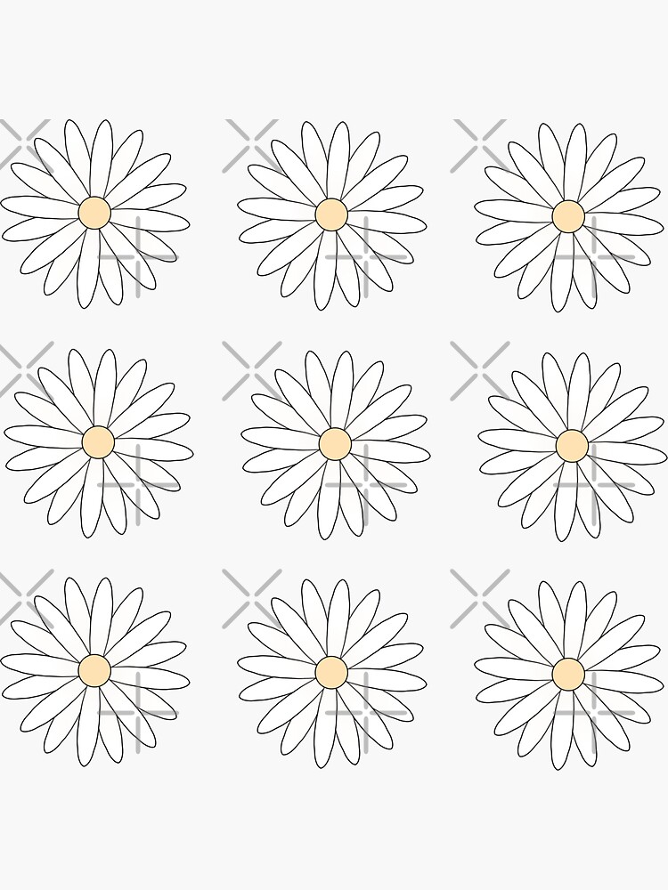 Thumbnail 3 of 3, Sticker, Daisy flowers blue background designed and sold by Pastel-PaletteD.