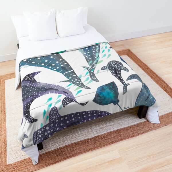 Whale Shark, Ray & Sea Creature Play Print Comforter
