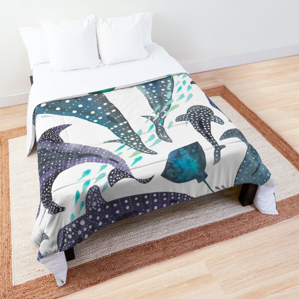 Whale Shark, Ray & Sea Creature Play Print  Comforter