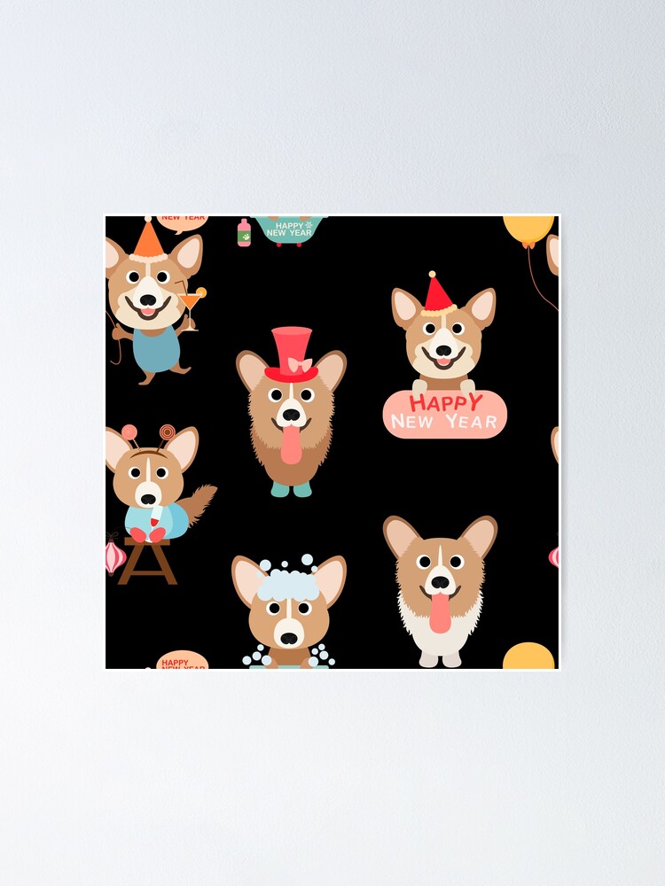 Alternate view of Corgis - Happy New Year Poster
