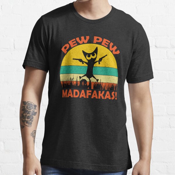 retro vintage Cat Pew Pew Madafakas Essential T-Shirt