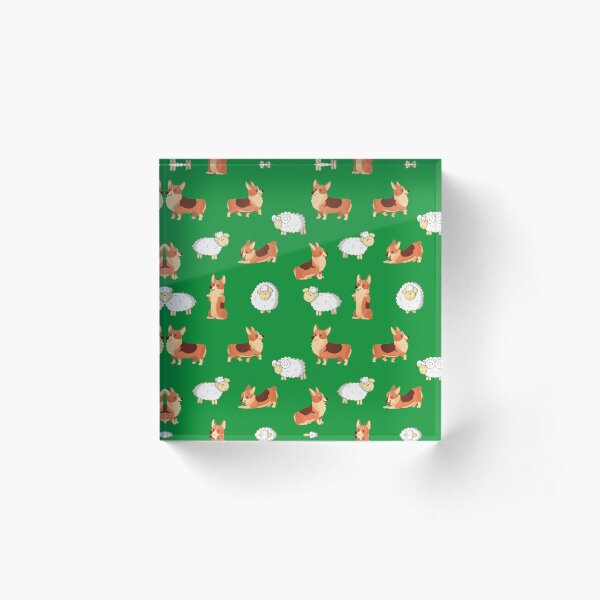 Corgis on the farm Acrylic Block