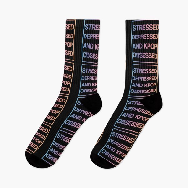 Item preview, STRESSED DEPRESSED AND KPOP OBSESSED Pastel Rainbow Quote designed and sold by SugarSaint.