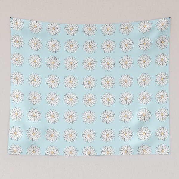 Item preview, Daisy flowers blue background designed and sold by Pastel-PaletteD.