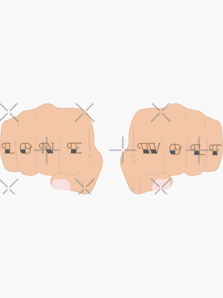 "Lone Wolf Knuckle Tattoo" Sticker by maddzla Redbubble