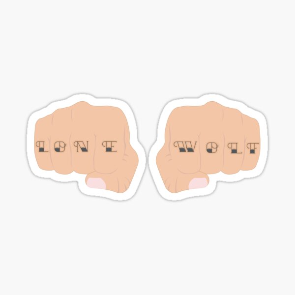 "Lone Wolf Knuckle Tattoo" Sticker by maddzla Redbubble