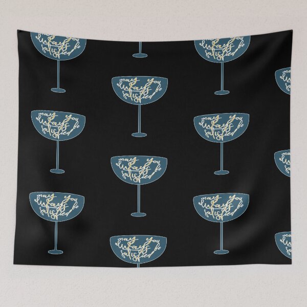 Item preview, May You Always Be Satisfied Wine Blue on Black designed and sold by violetcho.