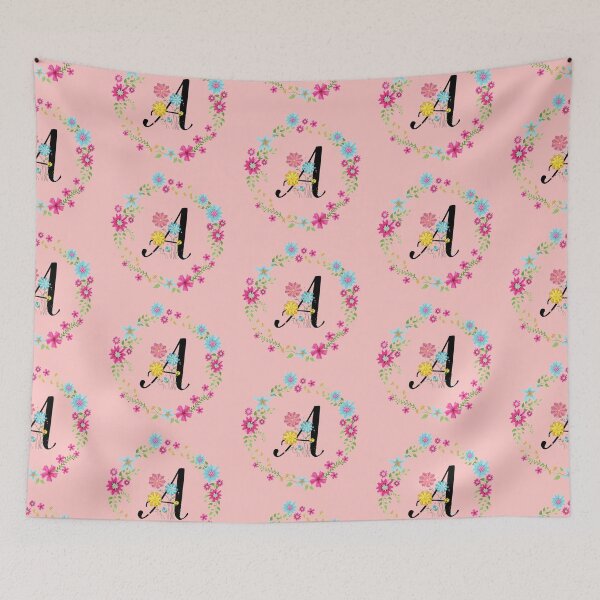 Item preview, Pink Floral Monogram Initial Letter A designed and sold by BleuSky.