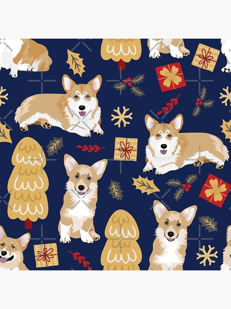 Merry Corgmess - Corgi Christmas Pattern - blue by Corgiworld