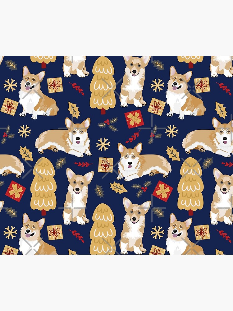 Merry Corgmess - Corgi Christmas Pattern - blue by Corgiworld