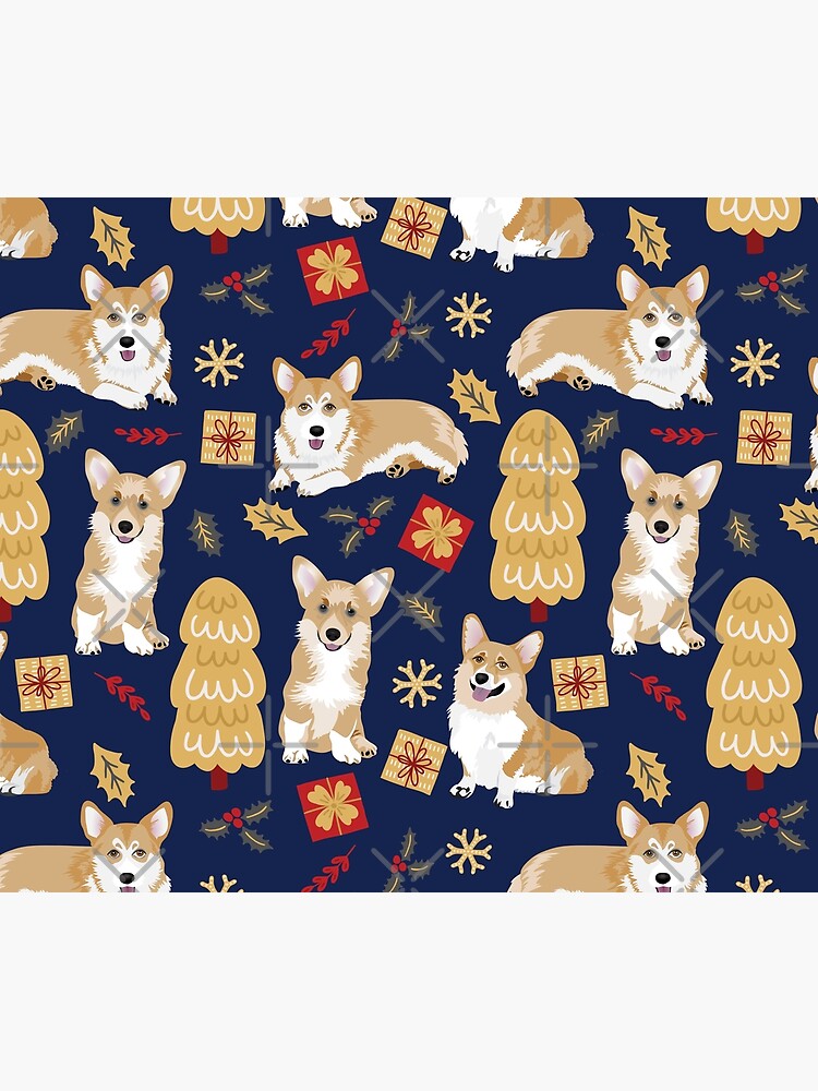 Merry Corgmess - Corgi Christmas Pattern - blue by Corgiworld