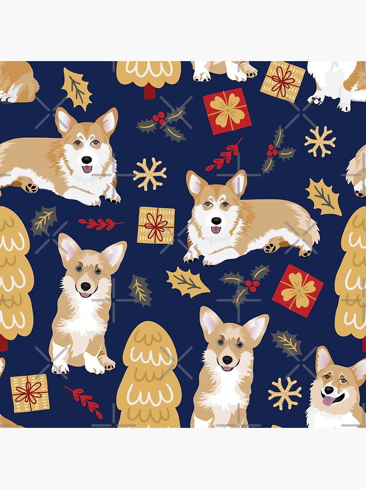 Merry Corgmess - Corgi Christmas Pattern - blue by Corgiworld