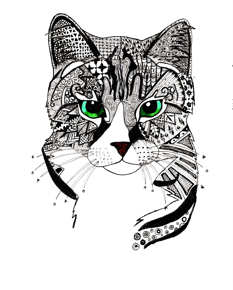 "Cat zentangle portrait #2" by LexiBeeDoodles | Redbubble