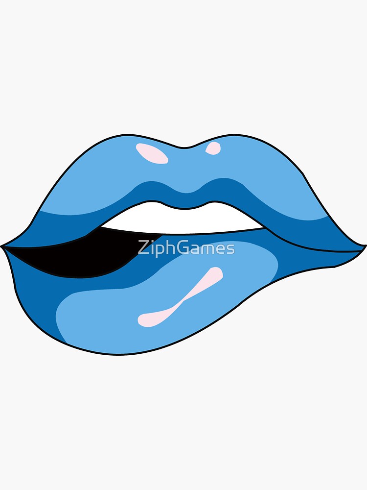 Sexy Mouth Blue Lipstick Sticker For Sale By Ziphgames Redbubble 0253