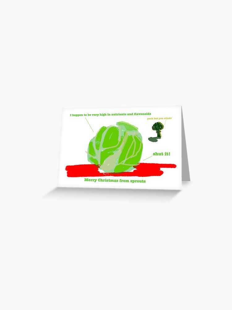 Thumbnail 1 of 2, Greeting Card, Sprouts Christmas Card #2 designed and sold by LowHumour.