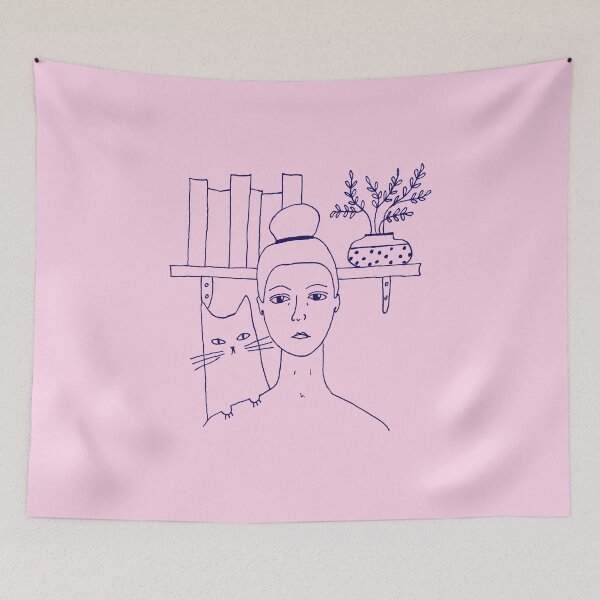 Item preview, Gato, libros y planta V designed and sold by Aidi Riera.